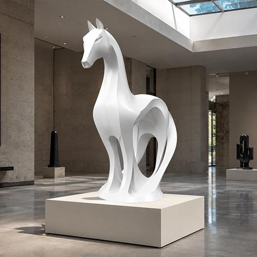 Sculpture cheval blanc pour galerie sur mesure