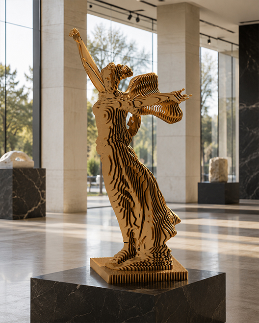 Sculpture figure ailée pour galerie d’art